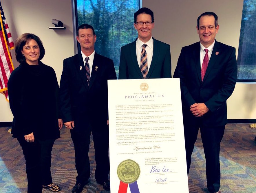 We had a very productive Tennessee Workforce Development Board meeting today and we previewed what’s to come next week for National Apprenticeship Week with a proclamation from <a href="/GovBillLee/">Gov. Bill Lee</a>. 
#NAW2019