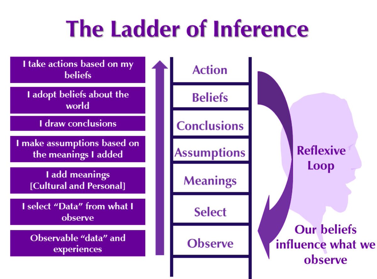 twiggnet's tweet image. Ladder of inference is a handy tool when you think you want to start calling yourself data literate #datawise #dataliterate #pypchat #datainformed @VirginiaMale1