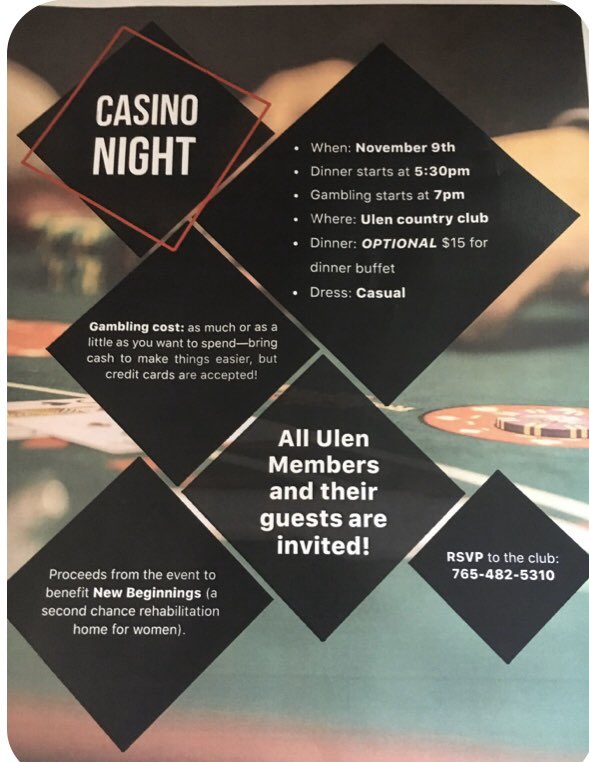 Ulen Ladies' Social Club (@ulenladies) on Twitter photo Looking for something fun to do on a cold Saturday evening? Join us for casino night. #betterinboone #babyneedsnewshoes <a href="/heardthisatulen/">Things Heard At Ulen</a> <a href="/UlenCC/">Ulen Country Club</a> Looking for something fun to do on a cold Saturday evening? Join us for casino night. #betterinboone #babyneedsnewshoes <a href="/heardthisatulen/">Things Heard At Ulen</a> <a href="/UlenCC/">Ulen Country Club</a>