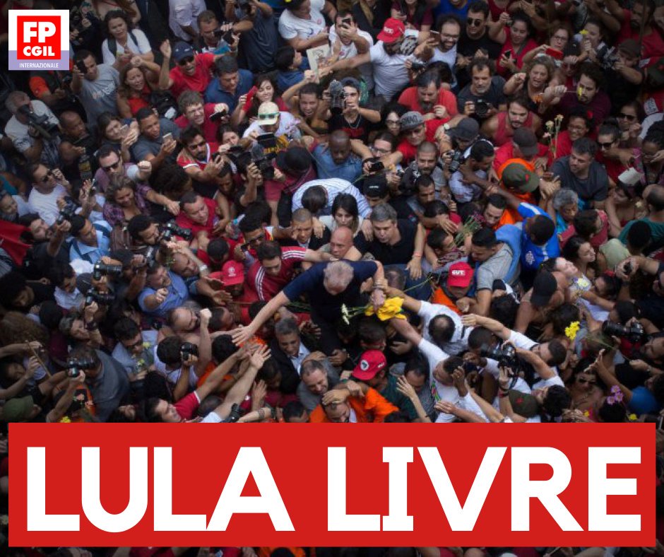 fpcgil_internaz's tweet photo. @LulaOficial è libero, bentornato presidente!

#LulaLivre
#CiSiamo https://t.co/fWcv35tBJI