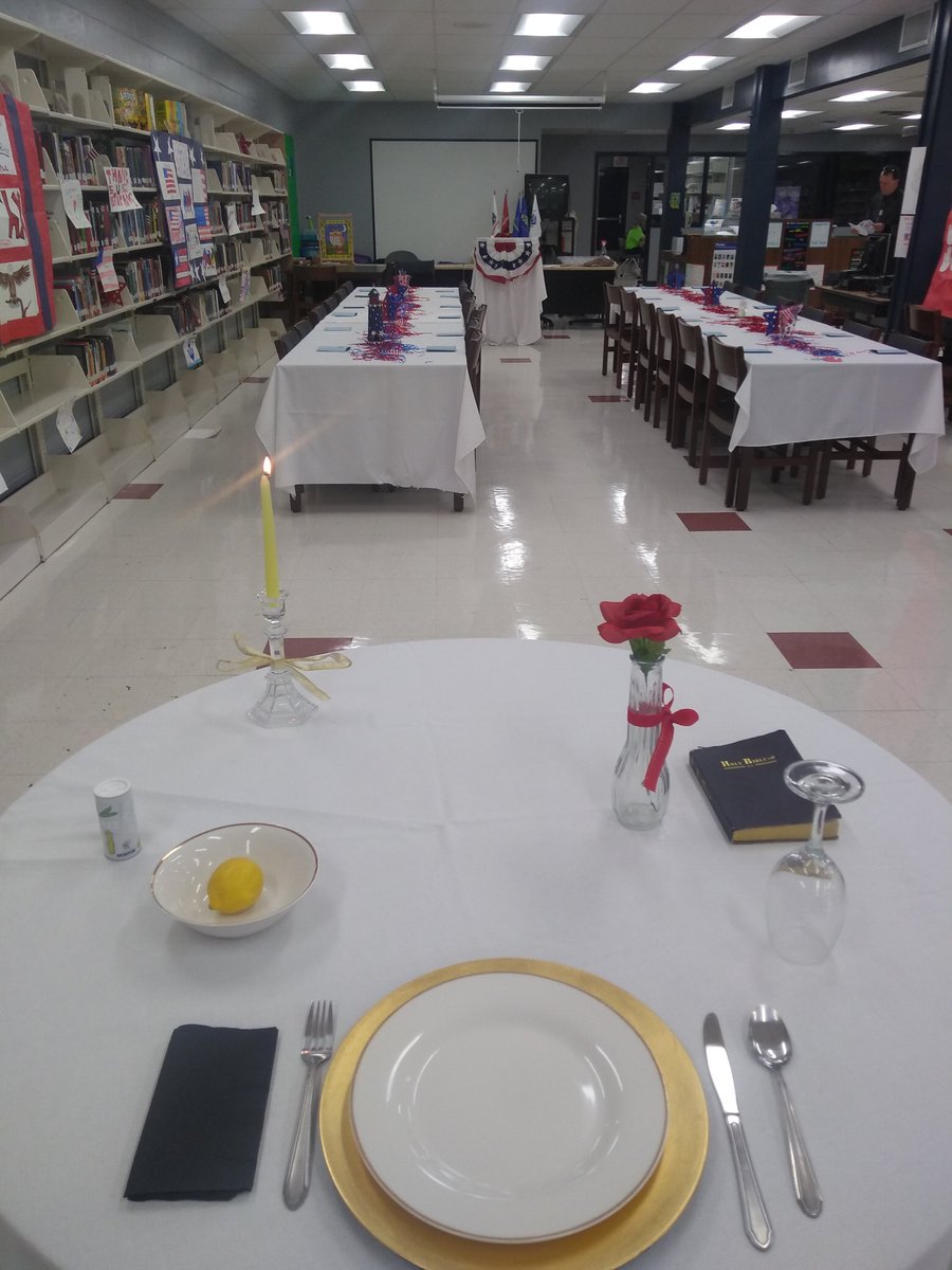 Honoring POW/MIA 
Prisoners of war and missing comrades table has been in place since the end of the Vietnam War. The manner in which this table is decorated is full of special symbols to help us remember our brothers and sisters in arms. <a href="/HillsboroughSch/">Hillsborough Schools</a> <a href="/BuchananBucs/">HCPS Buchanan MS</a>