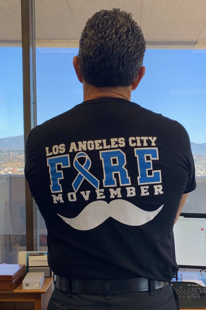 Your <a href="/LAFD/">LAFD 🔥</a> is partnering with <a href="/UFLAC/">LA City Local 112</a> in November to promote awareness of men’s health issues and I’ve authorized our members to wear these shirts on duty this month. Proceeds from shirt sales will go to cancer research orgs. Info: uflac.org