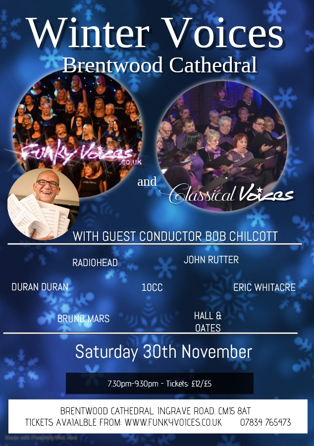 There are still a few #tickets left for our workshop with <a href="/bobchilcott/">Bob Chilcott</a>, followed by our #Winter Voices performance in the beautiful setting of <a href="/cathedralb1/">Cathedral Brentwood</a> #Brentwood #Essex 

To book: funkyvoices.co.uk/concert-tickets

#choralhour #choir #singing