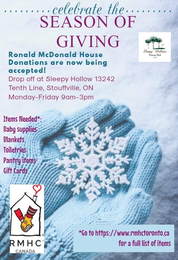 GolfSleepy's tweet photo. We are proud to be a drop off location for Lindsey Wright's Holiday Drive for Ronald McDonald House Toronto!
Ronald McDonald House Toronto has served as a place to call home for families with seriously ill children undergoing treatment. https://t.co/hwmeHHSgiM