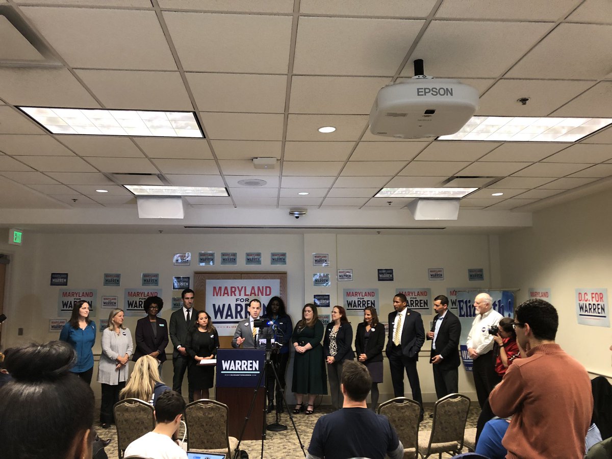 s_kenny25's tweet photo. Maryland politicians from all over the state endorsing @ewarren at UMD today! Momentum is building, this is so exciting #MDforWarren https://t.co/K54g5RIwwl