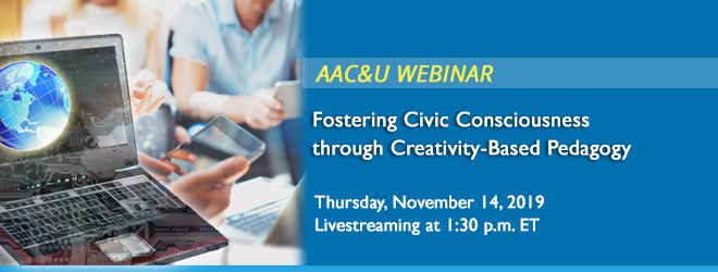 aacu's tweet photo. Free for participants from AAC&amp;U member institutions, this webinar will highlight exemplary pedagogies for fostering civic consciousness and present strategies for applying them across disciplinary boundaries. https://t.co/RZenvIita5 https://t.co/63JBraeWcH