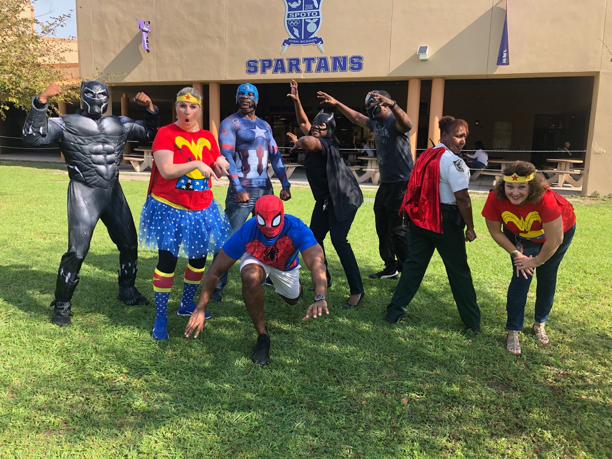 Spoto’s Admin Team gear up for Super Hero Day! Who knew spider man could grill?!? #OnlyAtSpoto #WeAreSpoto <a href="/DrHaggins/">Dr. Jazrick Haggins</a> <a href="/SpotoCollegiate/">SpotoCollegiateAcademy</a> <a href="/SpotoCollegiate/">SpotoCollegiateAcademy</a> @YinkaAlegeHCPS <a href="/HarrisonPeters/">Harrison Peters</a> <a href="/Jeff_Eakins/">Jeff Eakins</a> @AchievementSch <a href="/HillsboroughSch/">Hillsborough Schools</a>
