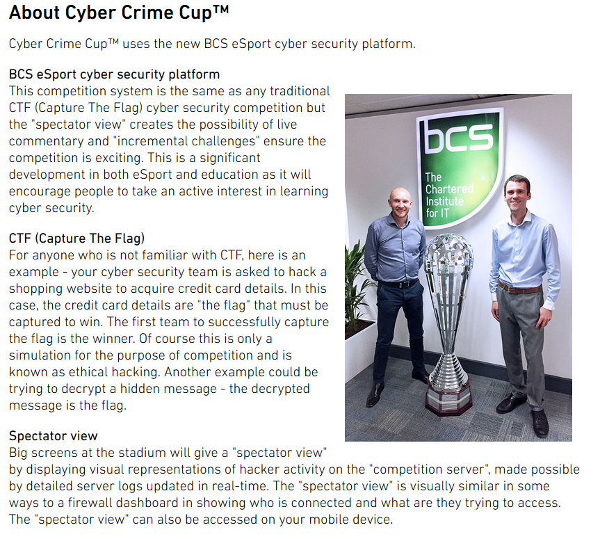 rjmacfarlane's tweet photo. 🚩Our top @enusec CTF team @CuPcakeN1njA Marco &amp; @Pigoboom1 also qualified for the @bcs #CyberCrimeCup CTF finals at the Etihad Stadium on 25 Nov👨‍💻👨‍💻👨‍💻🚩🚩🚩🚩(someone will need to buy a bigger trophy cabinet if you win the giant cup) @EdinburghNapier @ComputingNapier @Secarma https://t.co/nte10GmYVZ