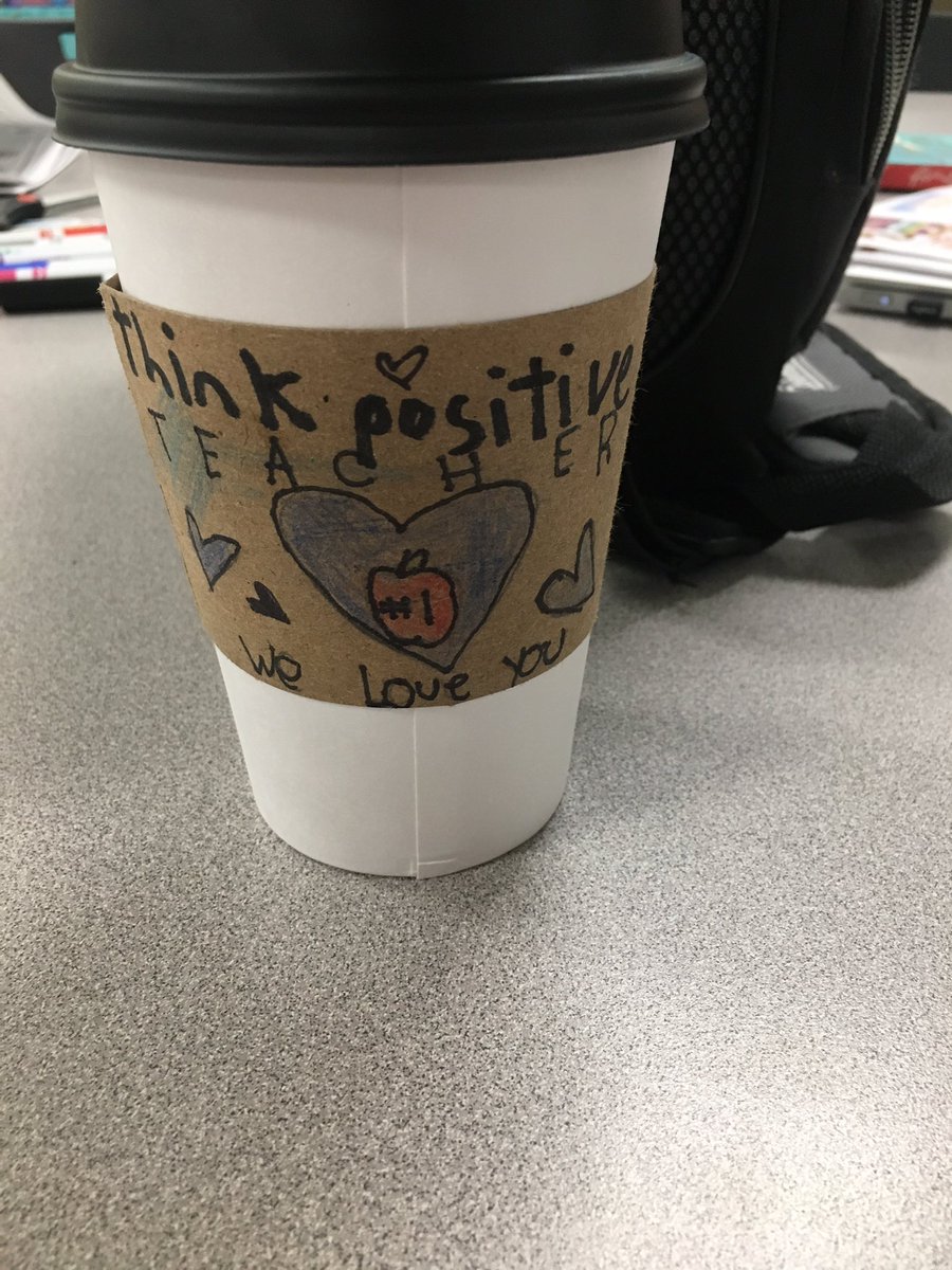 MrManzoBCPS's tweet photo. Teachers were not only greeted with a cup of coffee in the morning, they were also greeted with a cup of joy juice! @MrsClaggettPGE had her students write positive notes on coffee sleeves for teachers to enjoy at the staff breakfast today hosted by third grade. Awesome idea! https://t.co/4tZGz9Vn83