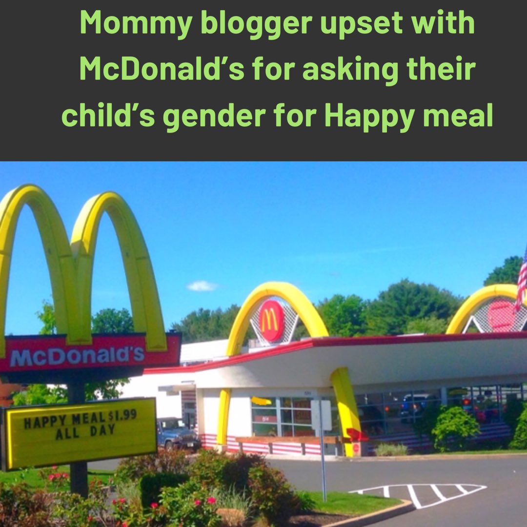 smsflava's tweet photo. A family of a mommy blogger was on a road trip when they decided to stop at McDonalds to eat. As the mom was ordering happy meals for her children the cashier asked if the happy meals were for boys or girls because of the toy they put in the meal,which was either a Barbie or hot https://t.co/RMa8ChnqnI