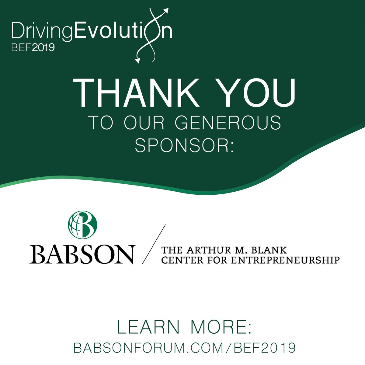 BabsonForum's tweet photo. A big big thank you to the driving force of entrepreneurship at Babson, for contributing to #BEF2019! https://t.co/LhmXU6uwWq