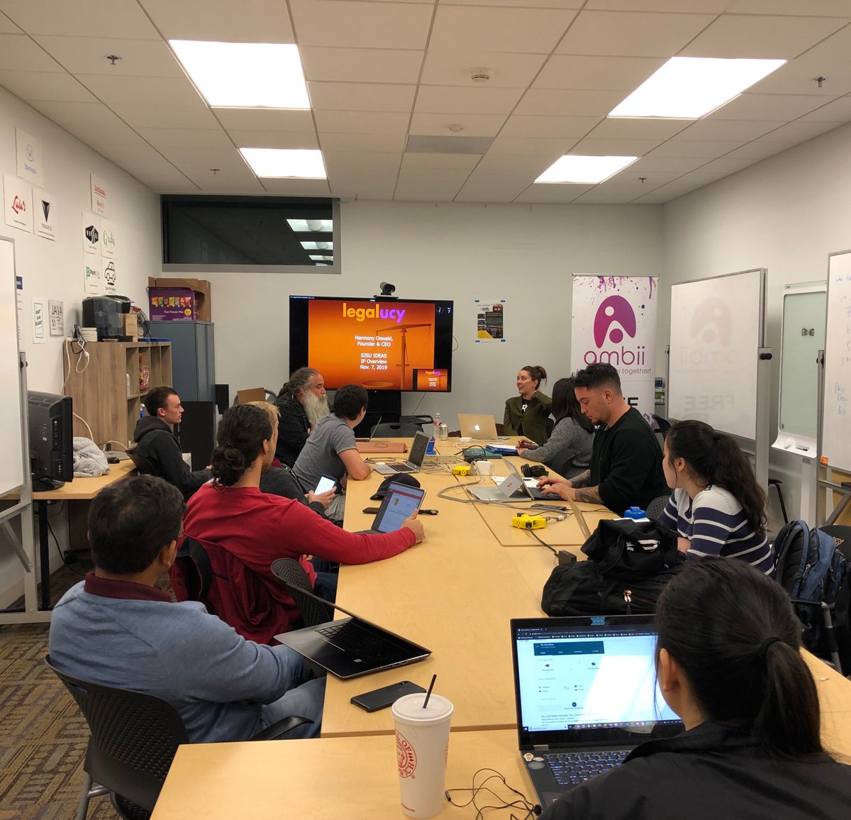 lucy_tech_inc's tweet photo. Our Founder &amp; CEO, Harmony Oswald, is a mentor to students at @SJSU IDEAS, a student led accelerator. This month, we did a seminar on "IP Overview" to help them learn about how #IP brings #value to a #company. #mentors #students #legaltech #business #startups #success https://t.co/P9AfPriNDf
