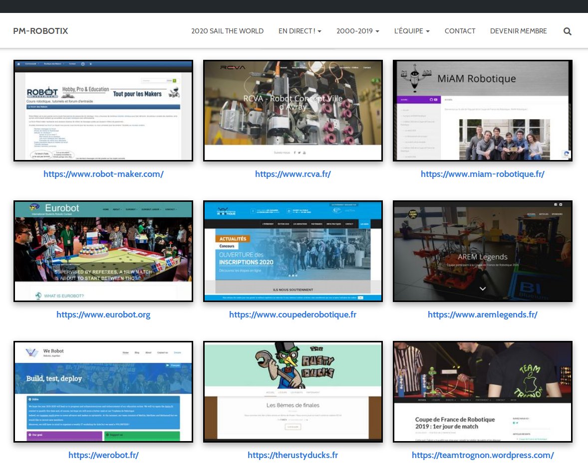 📌 On construit un mur avec tous les sites des équipes ! 
N'hésitez pas à vous inscrire si votre site ne s'y trouve pas déjà ! 

pm-robotix.eu/sites-de-la-co…

#CDR2020 #TDR2020 #Eurobot #Eurobot2020 #CDRIDF #CDRIDF2020 #swisseurobot