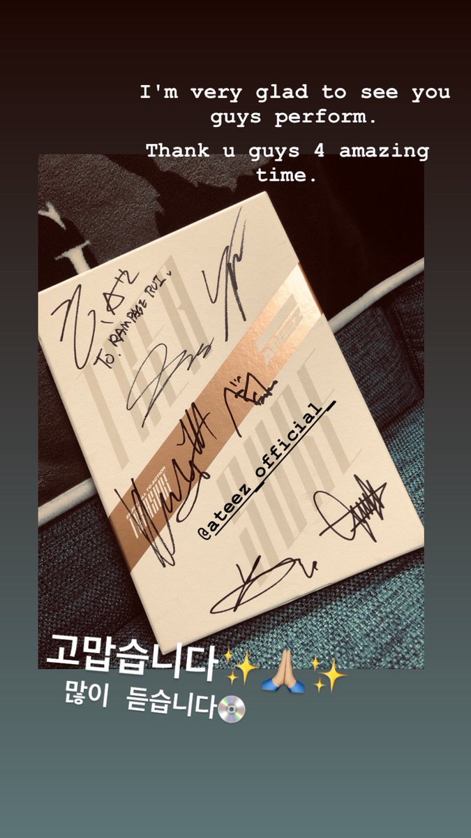 Rui Yonamine from THE RAMPAGE [Exile Tribe] posted an IG Story with ATEEZ "I'm very glad to see you guys perform. Thank u guys 4 amazing time." @ATEEZofficial  #ATEEZ    #에이티즈  
