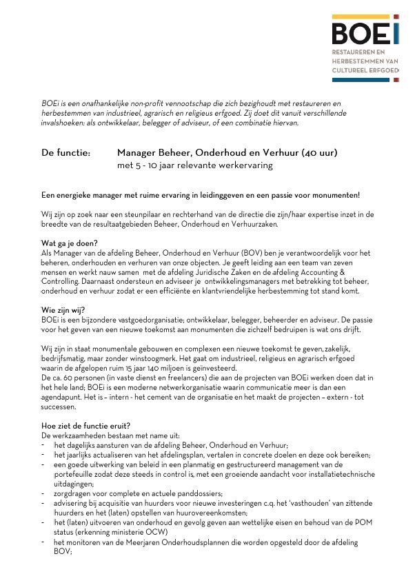 BOEiErfgoed's tweet image. We zoeken een Manager Beheer, Onderhoud en Verhuur met 5-10 jaar relevante werkervaring. 

Herken je jezelf in onderstaande beschrijving: reageer!
En anders: delen en doorsturen is fijn!

#liefdevooroudegebouwen #vacature