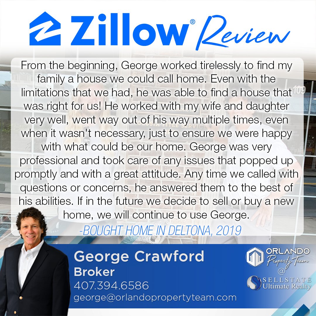 Another great review for George Crawford!
Read more awesome reviews here: zillow.com/profile/george…

📞 𝟰𝟬𝟳.𝟴𝟭𝟰.𝟰𝟭𝟲𝟳
📧 team@orlandopropertyteam.com
🌐 orlandopropertyteam.com

#orlandopropertyteam #metroorlando #realestate #fivestar #fiveoutoffive #review #zillow