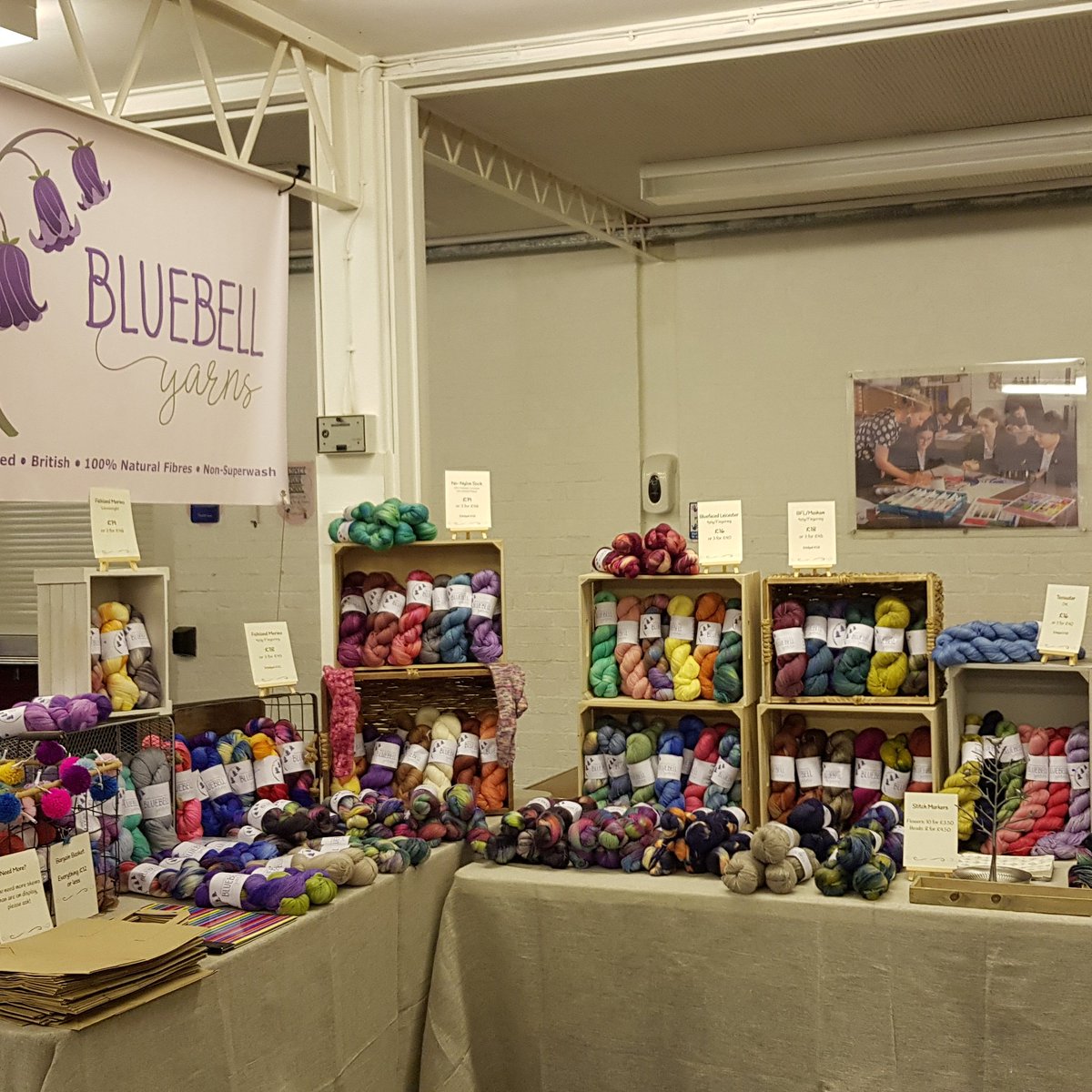 bluebellyarns's tweet photo. All setup and ready for #Festiwool tomorrow! Come and say hi if you're there! https://t.co/giILQfk5N3