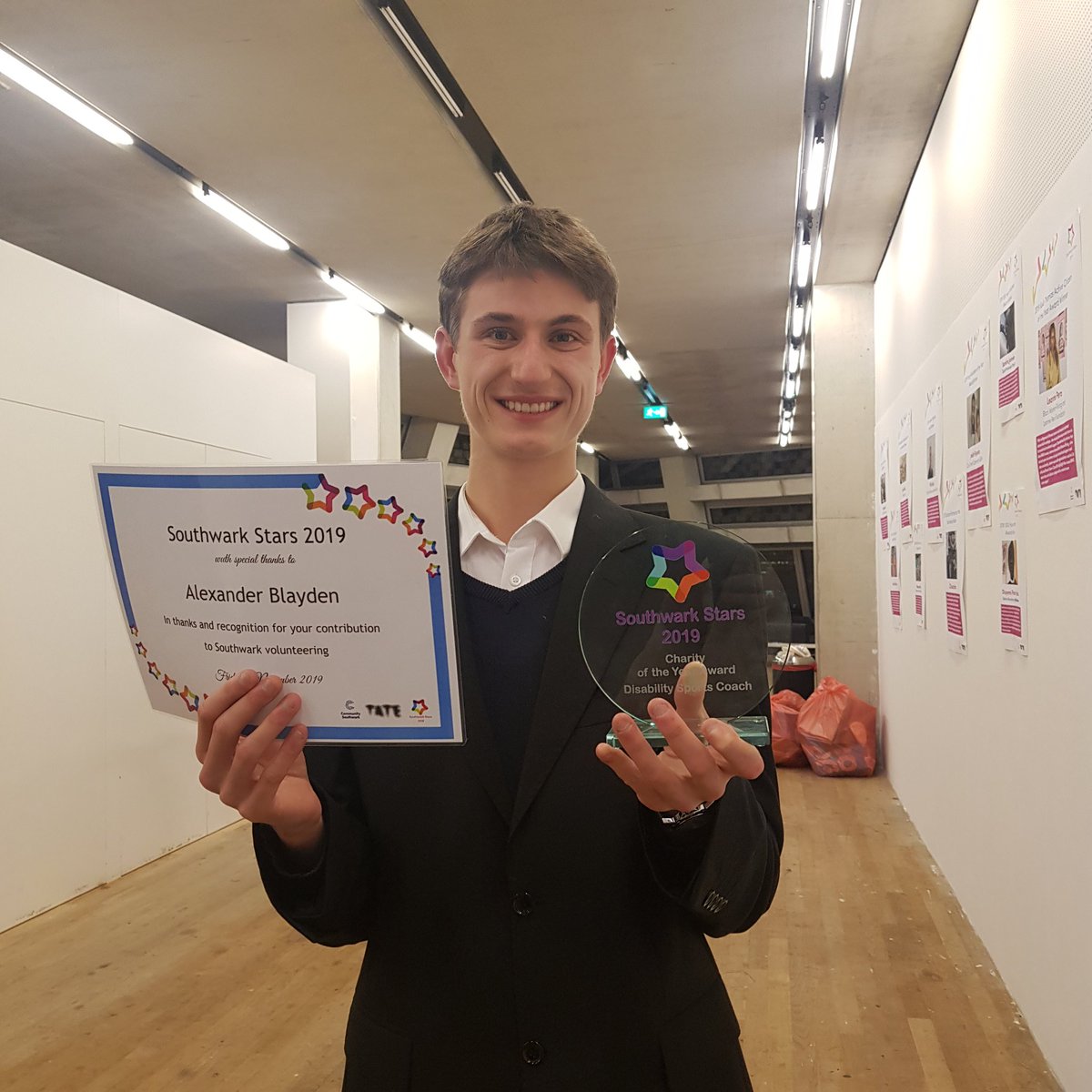 2019 #SouthwarkStars was a great success for us tonight!!
✔Club Southwark's Alexander Blayden was recognized for over 100 hours of volunteering! 
✔Disability Sports Coach also took home the 2019 Charity of the Year Award