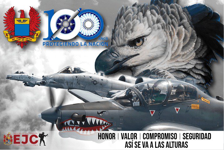 Los soldados de la #CuartaDivisión del @COL_EJERCITO desplegados en Meta, Guaviare y Vaupés, expresan un reconocimiento al personal que integra la @FuerzaAereaCol en sus #100años, en especial al Comando Aéreo de Combate n.° 2 en Apiay. #AsíSeVaALasAlturas