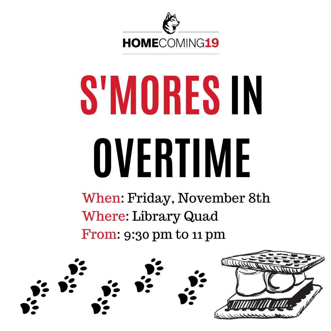 🐾🍫🐾Come make s’mores tonight with #homecomingnu on your way back home from the basketball game! #nuexperience