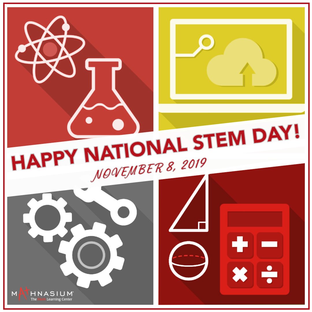 Mathnasium's tweet image. Today is a day set aside to inspire kids to explore and pursue their interests in Science, Technology, Engineering and Math. With the numbers of jobs in STEM fields growing by leaps and bounds, it&apos;s never too early to jump into STEM! #STEM #STEMed #NationalSTEMday #Nov8