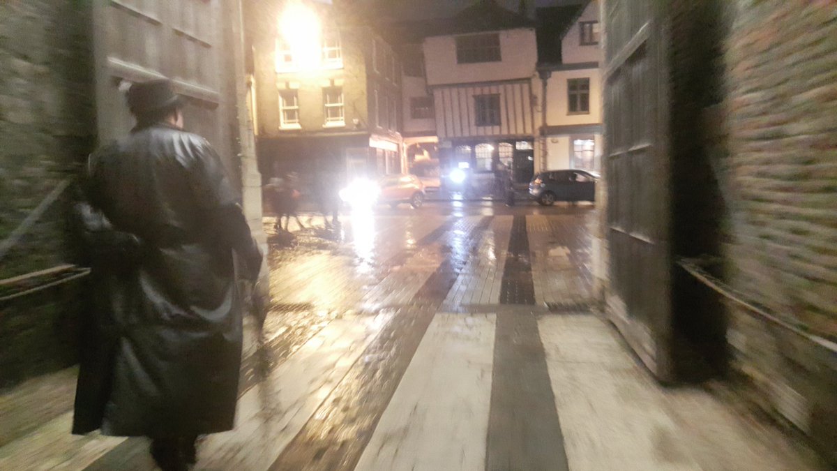 The Keeper of Secrets, leading a private walk to t̶h̶e̶i̶r̶ ̶d̶o̶o̶m̶ Tombland after the fireworks this evening... ☻