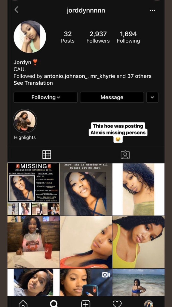 This is the IG accounts of the roommate and her boyfriend that was involved in Alexis Crawford’s murder.