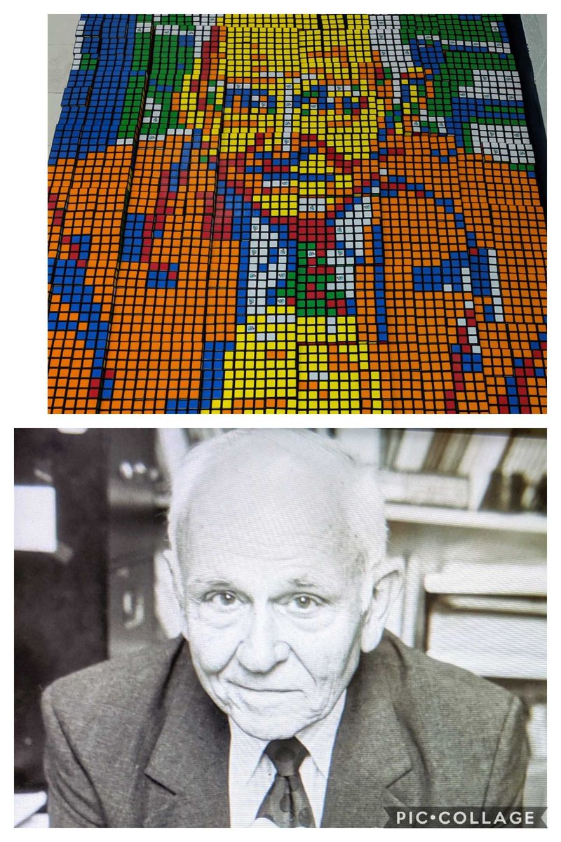 After mastering how to solve the Rubik's Cube, Galloway 4th graders used their skills to create a Rubik's Cube mosaic of Elliot Galloway in honor of the 50th year of the Galloway School. <a href="/gallowayschool/">The Galloway School</a>