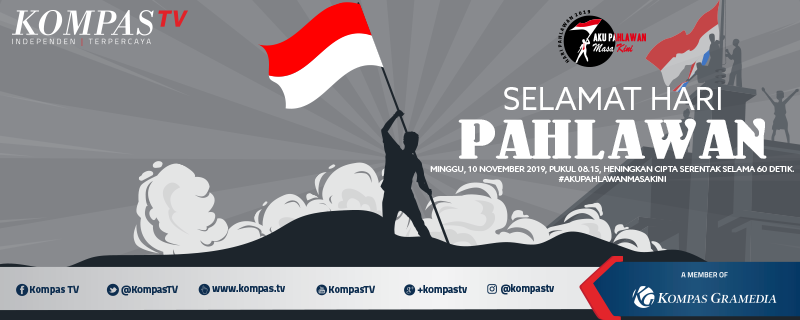 KompasTV's tweet photo. Memperingati Hari Pahlawan, mari mengheningkan cipta serentak pada pkl 08.15 WIB untuk mengenang dan mendoakan jasa para pahlawan bangsa.

Selamat Hari Pahlawan! #AkuPahlawanMasaKini https://t.co/9MdVWSyHtZ