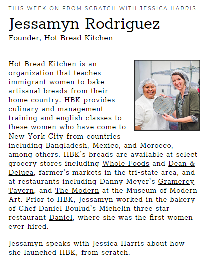 .<a href="/HotBreadKitchen/">hotbreadkitchen</a> teaches women to bake artisanal breads from their home country. Meet founder Jessamyn Rodriguez bit.ly/1t4ZU8h