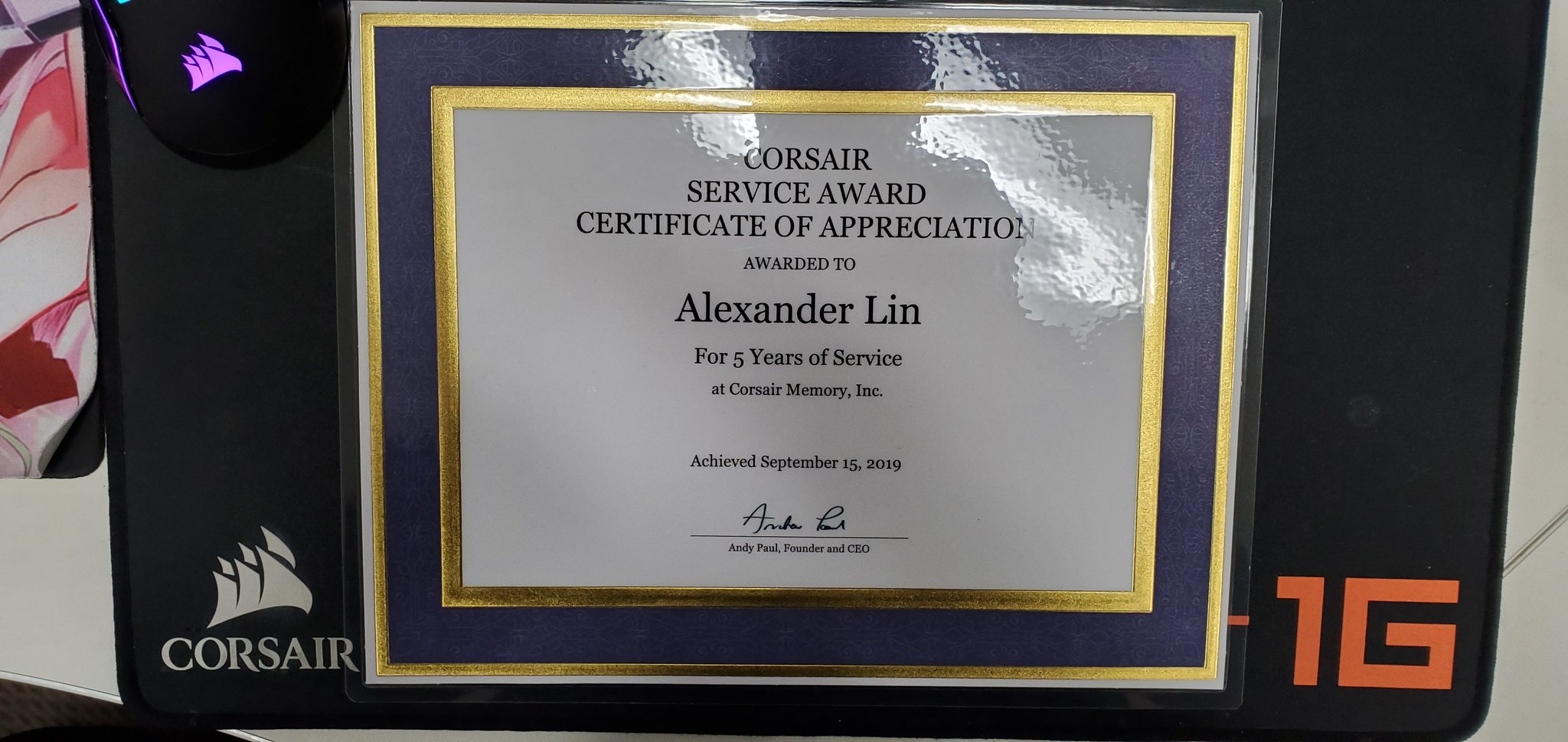 Alexander on X These 5 years at CORSAIR have been an absolute dream. Can t wait to do more incredible things Bonus picture of Corsair s CEO Andy Paul pretending he doesn t love me
