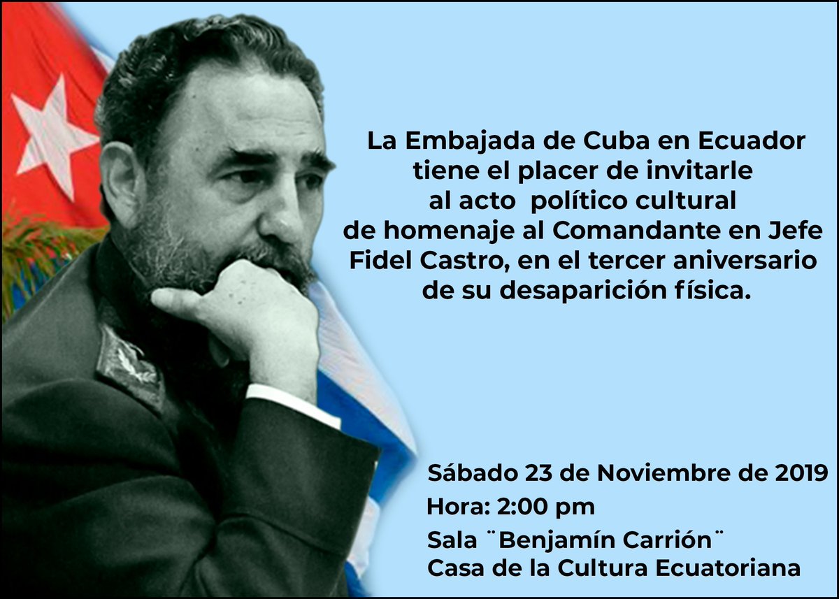 ChachiDeCuba's tweet photo. #LegadoDeFidel #Somoscontinuidad @embacuba_ecuad @rafaeldausa2016 @mariolys_ramos @YairaJR @PresidenciaCuba https://t.co/fPnJx4QB8c