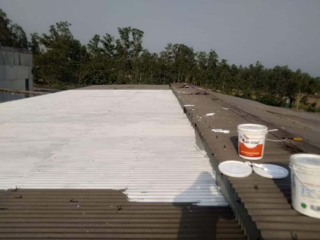 #heatreflective #energysaving #kaycoat applied on Metal structure of Factory roof, to protect from Heat &amp; Cold.