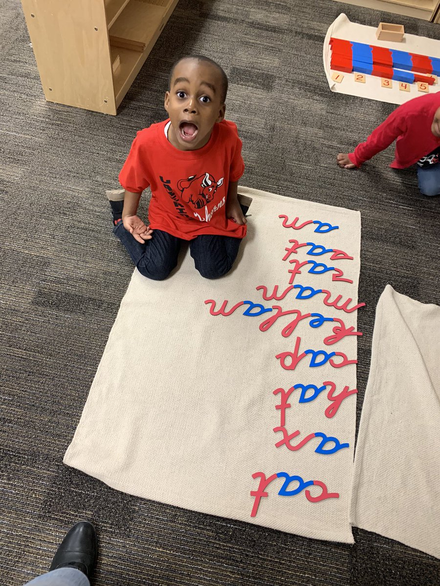 montessoriflow's tweet photo. He’s so proud of his work. I am too! ☺️He wanted to use the movable alphabet today and... Viola!!! #4yrsold  @LRELonghorns #primarymontessori #moveablealphabet https://t.co/X0bHOOeE4j