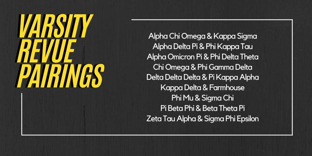 Here are your Varsity Revue pairings!! See you all at tryouts on November 24! 🤩