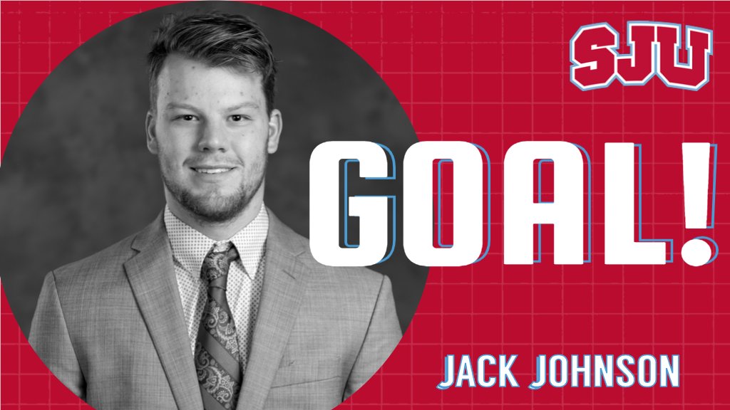 SJUJohnnies's tweet photo. JOHNSON! Freshman gives @JohnnieHockey a 3-0 lead w/1st collegiate goal w/1:35 left in the 1st period! #d3hky #gojohnnies https://t.co/IDoUBtpgEZ