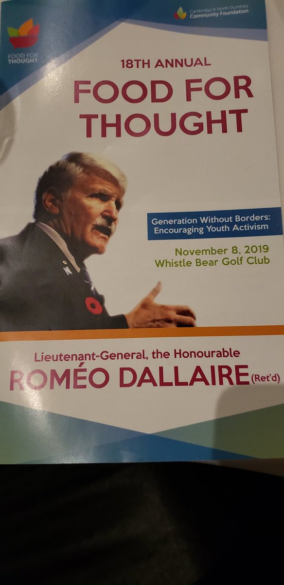 teachermackie's tweet photo. Fantastic evening of food for thought. @romeodallaire #cndcf https://t.co/Z7uUX5oZb0