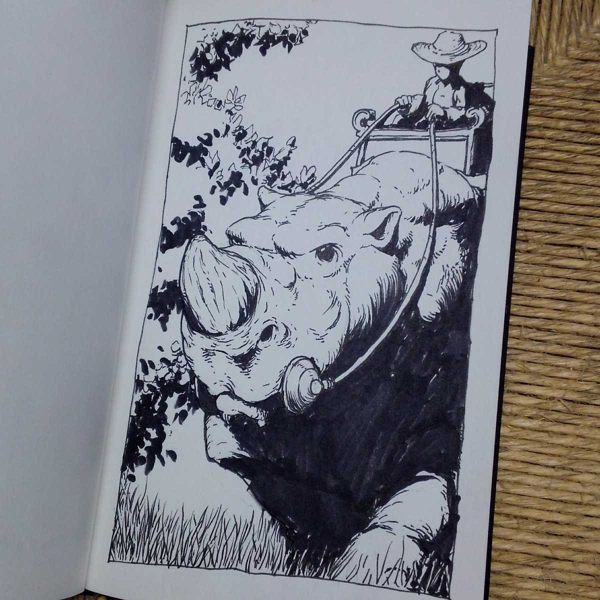 SuperGalactic's tweet photo. Farmers in the southern kingdoms use domesticated Rhinobears to help tend their candlenut orchards
#art #penandinkdrawing #sketchbook #fantasy https://t.co/D5VhrEgSpT