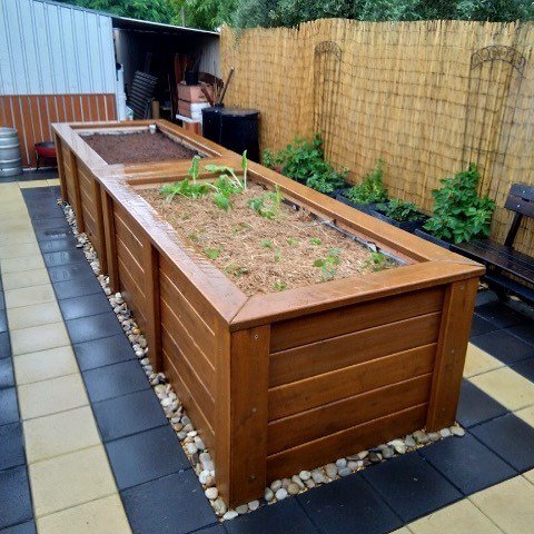 ModBOX_co's tweet image. Great and stylish setup of ModBOX by Sergio in Yoogali NSW. 2x Benedetto 1250mm x 2450mm x 750mm high with wicking system. Thank you for sending this photo!  #modbox #raisedgardenbeds #wickingbed #melbourne #australia ift.tt/36KPG6A