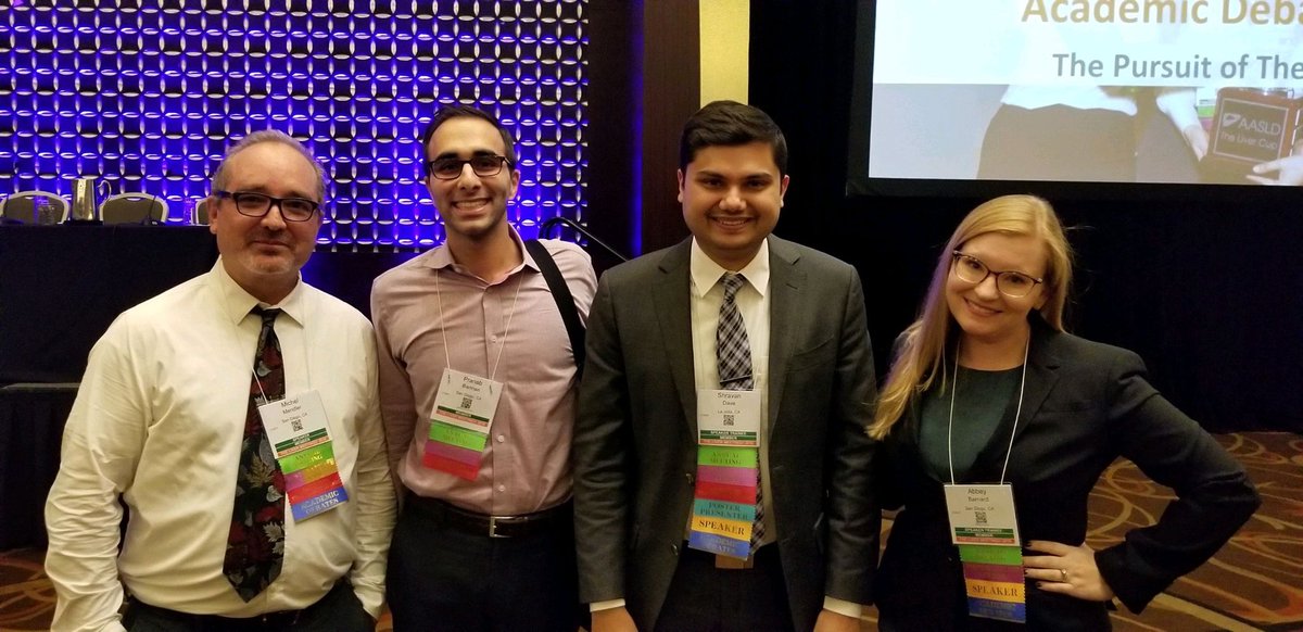 Thank you @AASLDtweets for an amazing Academic Debate. Honored for @UCSDHealth to be co-champs with @UWMedicine. Humbled given amazing co-fellows and co-debaters #LiverMtg19 #AASLD #livertwitter @DrLoomba