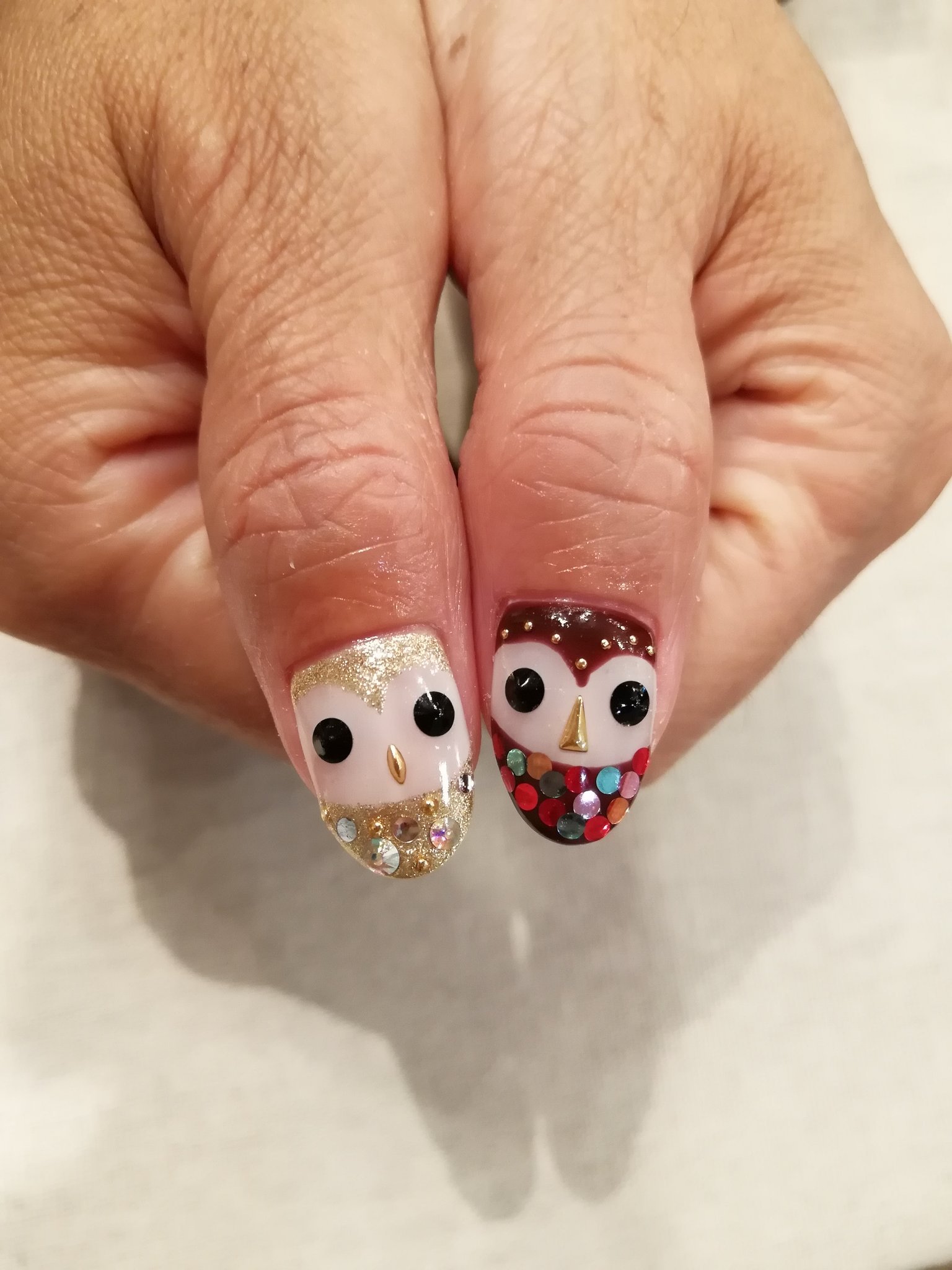 Hisae Nail Pa Twitter お客様ネイル 幸福のフクロウ しばらく幸福モチーフネイルとの事で ありがとうございました ネイル 痛ネイル キャラネイル ネイルアート 手描きイラスト 手描きネイル 手描き アート 模写 モチーフネイル 美甲 爪甲