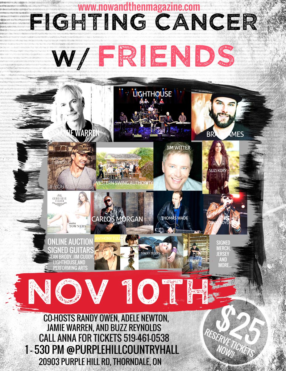 NOWandTHENMagaz's tweet photo. We are so happy to have @davidboydjan join all the fantastic artists performing Sunday, Nov 10th at the George Taylor Purple Hill Country Hall, Thorndale ON Tickets at 519-461-0538 #FightingCancerWithFriends benefit concert...#whatrealloveandfriendslookslike what a great cause! https://t.co/3btpN1wLgm
