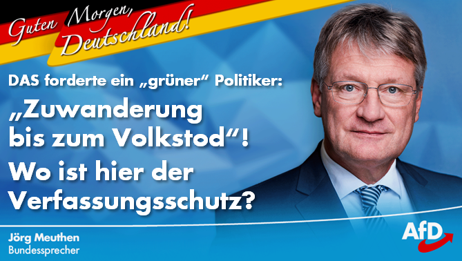 Joerg_Meuthen's tweet photo. Guten Morgen 🇩🇪!
Beim Schutz unserer Verfassung darf es keine Scheuklappen geben: Gerade bei den sog. "Grünen", die in Wahrheit tieflinke, ökosozialistische Deutschlandabschaffer sind, gibt es einen enormen Hang zur Verachtung unseres Vaterlands. 
➡️ https://t.co/vFBuXVT04m https://t.co/mdOqOh2VZ0