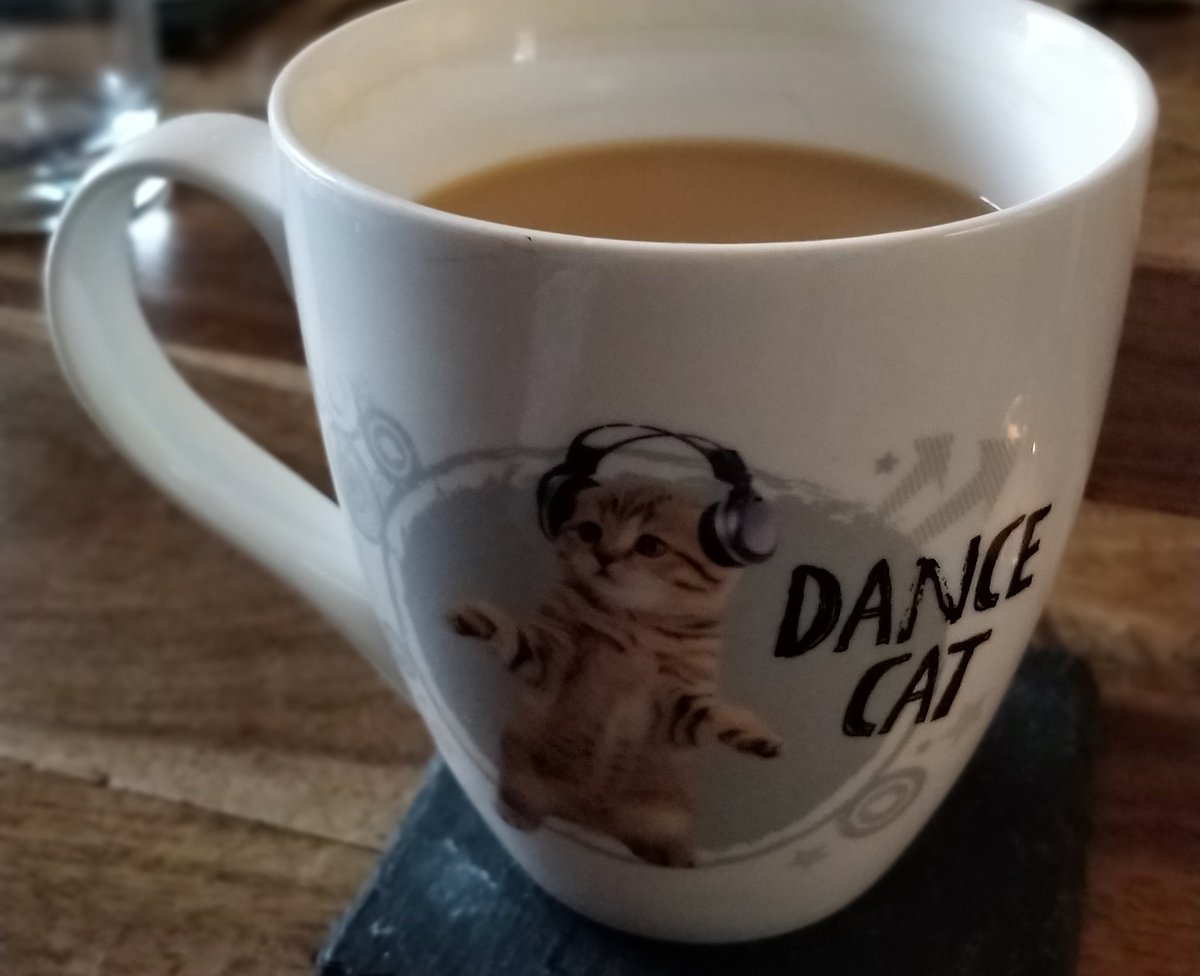 MissCatnach's tweet photo. @deputygrocott I've gone for a whimsical mug design this morning for my first #slowbrew of the #weekend - massive Yorkshire tea with milk ๐ The opportunity to drink a hot cup of tea is the best thing about #Saturday in my house! #teaislife #muggate #caturday #muggoals #dancecat https://t.co/0yQFOIUw3e