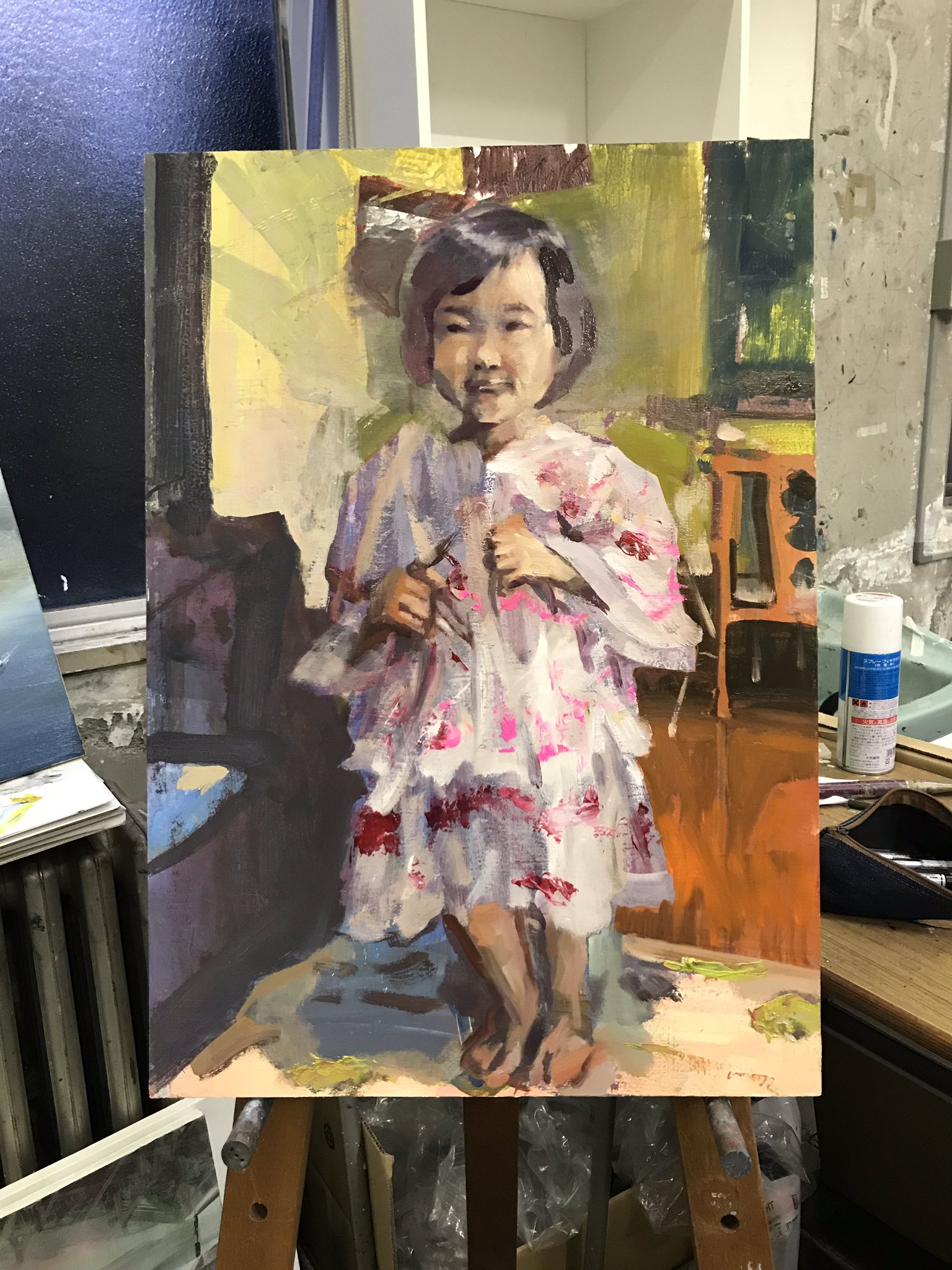 人物画【にわか雨】作者サイン入り/油絵/美人画/フルイドアート A-80/23】アクリル画 原画 絵画 現代アート キャンバス 人物画