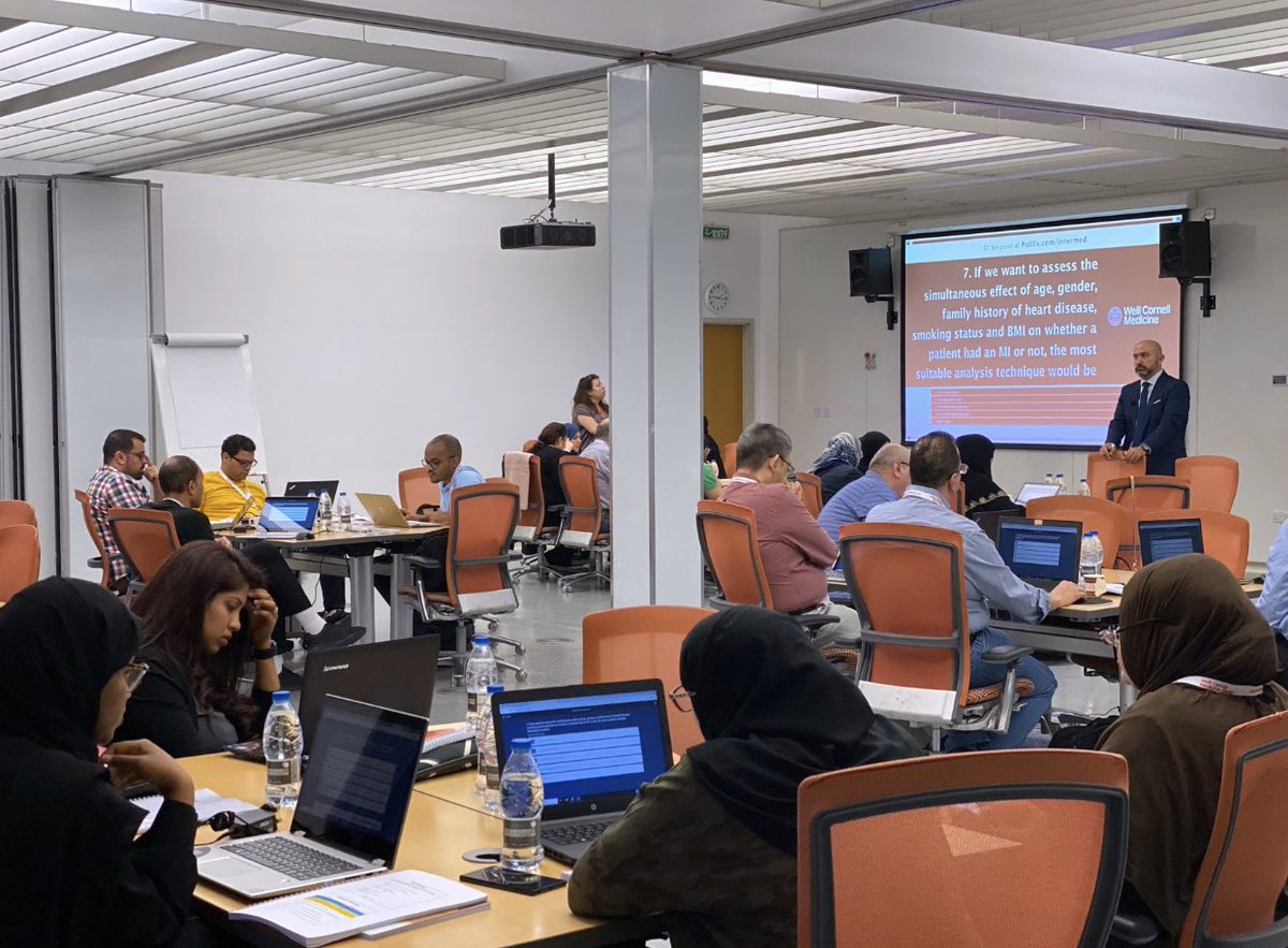 cpd_wcmq's tweet image. This morning at @WCMQatar the second level in a series of 3 workshops of the Certificate in the Analysis of #MedicalData has started.
#Biostatistical concepts will be explained through case studies by our outstanding faculty Dr Ziyad R Mahfoud.
Share with us: #CAMD2019
