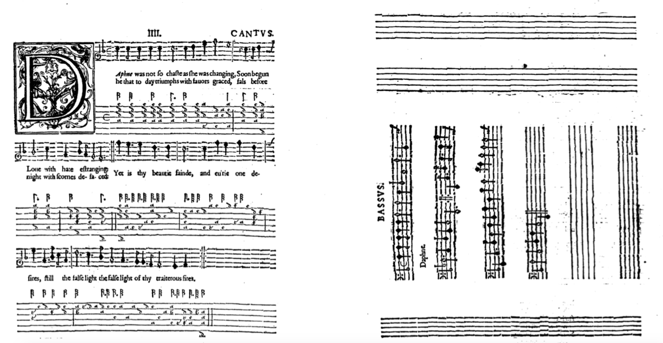 Musical Notation Is Beautiful Daphne Was Not So Chaste A Lute Song By John Downland With The Bass Printed Vertically On The Next Page