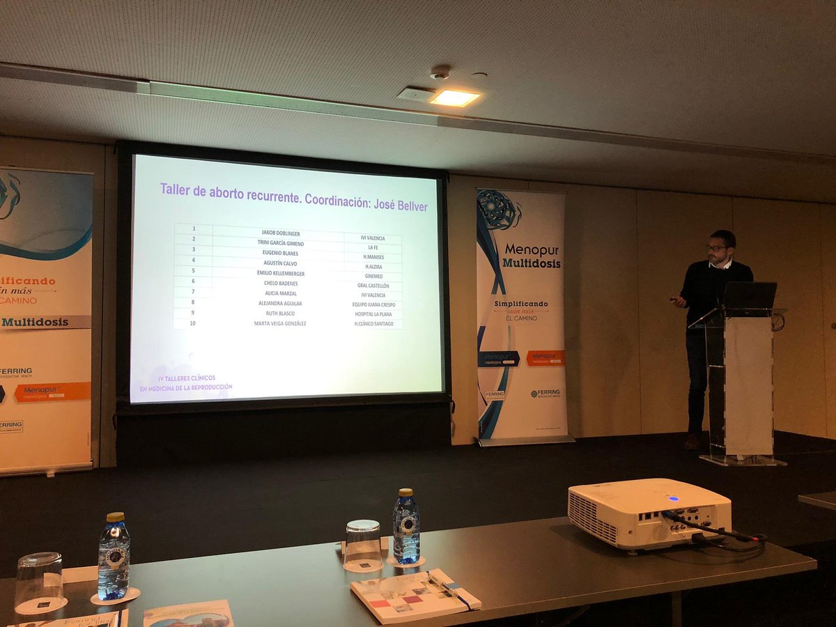Tras una tarde muy productiva con los grupos de trabajo, hoy se presentan las conclusiones de los talleres de fertilidad. El #abortoderepeticion es el primer tema del@dia coordinado por dr Jose Bellver. #ferring <a href="/IVIclinics/">IVIclinics</a>