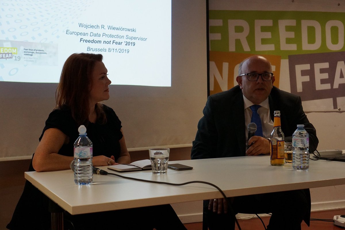 W_Wiewiorowski's tweet photo. Opening keynote speech and Q&A @ #FNF2019 in Brussels with @BrusselsGeek a moderator.
FnF is "a broad movement of civil liberty rights defenders calling upon everyone to participate in actions against the spread of excessive surveillance measures on the part of businesses & Gov" https://t.co/6XRbeRMyD7