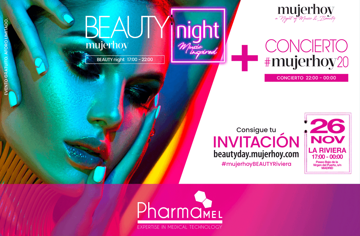 Pharmamel_ES's tweet photo. Un año más, estaremos en este evento tan especial de @Mujerhoy  💙

#BeautyNight viene cargado de sorpresas
Échale un vistazo a toda la programación y si te animas...¡Allí nos vemos! :) 
👉 https://t.co/NsAH06AvvE 

#mujerhoy20 https://t.co/oTcysIJvnm